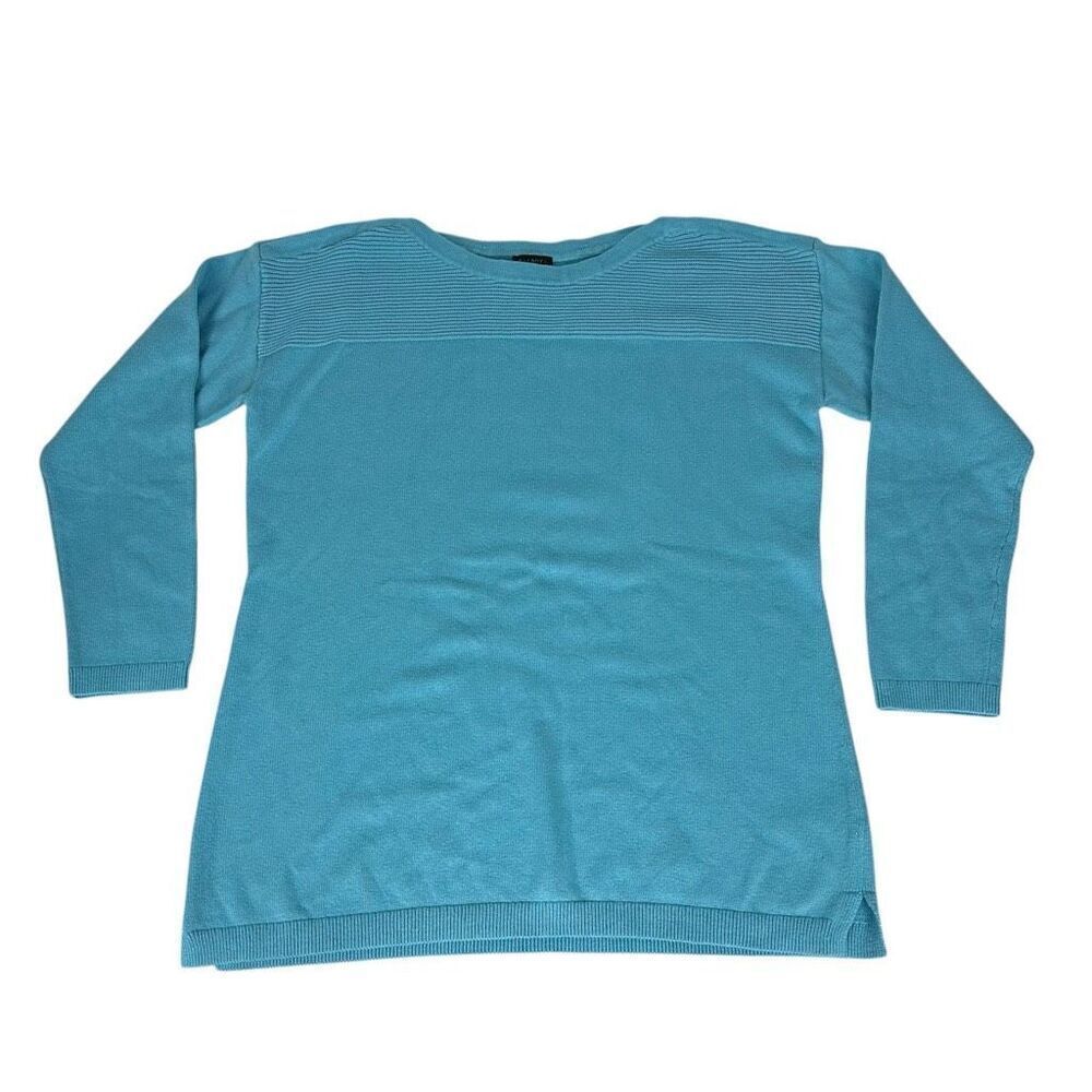 Talbots Large Blue Sweater Boatneck 4 Button Shoulder Detail NEW